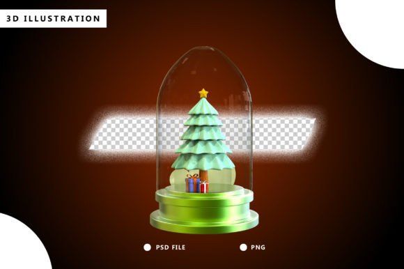 3D Christmas Snow Globe Illustration for Design Projects