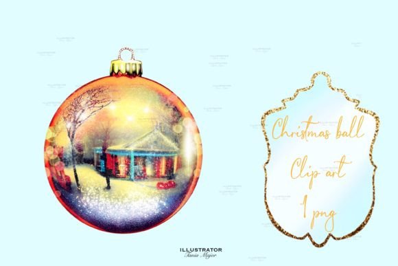 Christmas Ball, New Year Ball Clipart for Modern Illustrations