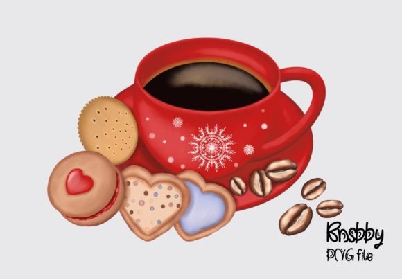 Christmas Coffee and Cookies Clipart for Modern Illustrations