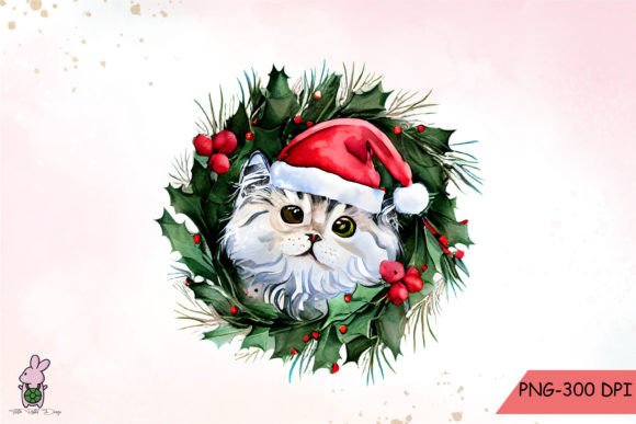Christmas Cute Persian Cat Illustrations for Local Branding