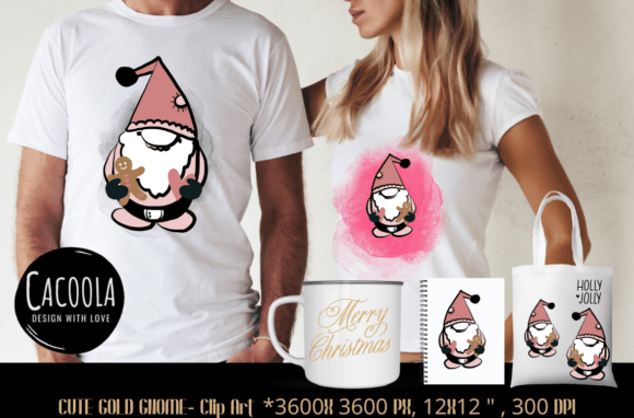 Christmas Gnome Gold Retro Pink Heart- P Illustrations Review