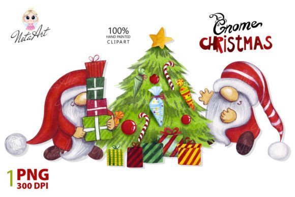 Christmas Gnomes Decorate the Christmas Illustrations