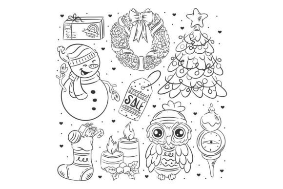 Christmas Icon Collection Hand Drawn for Illustrations