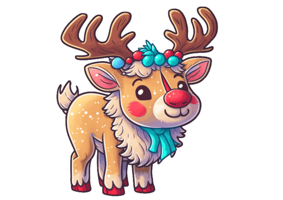 Christmas Reindeer Sticker,xmas Reindeer Illustrations for Local Brands