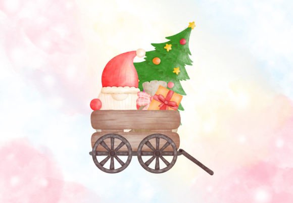 Cute Christmas Gnome Watercolor Clipart for Illustrations