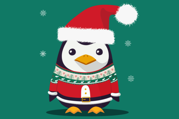 Cute Penguin Wearing a Tacky Christmas Illustration