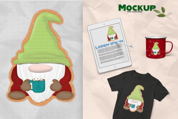 Gnome Christmas Cookie Wintertime Illustration