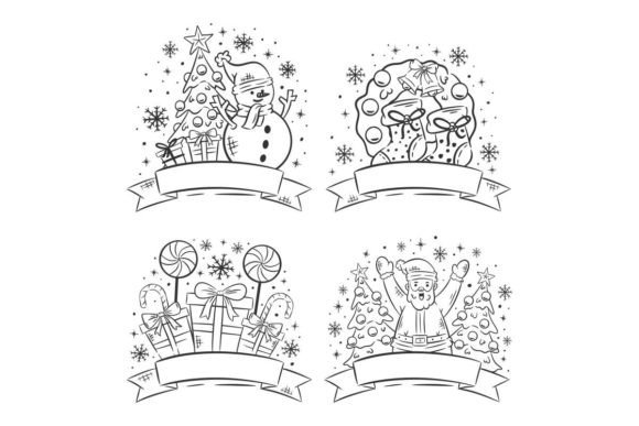 Hand Drawn Christmas Badge Collection for Local Branding