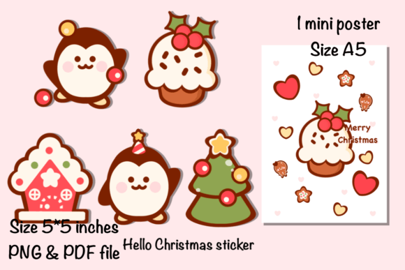 Hello Christmas Sticker Poster A5