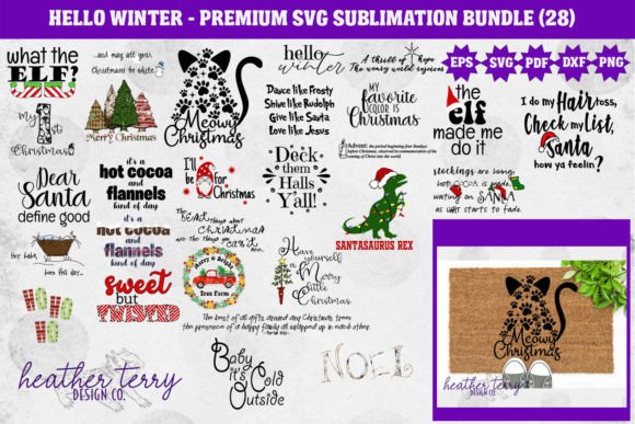 Hello Winter SVG Christmas PNG Bundle for Illustrations