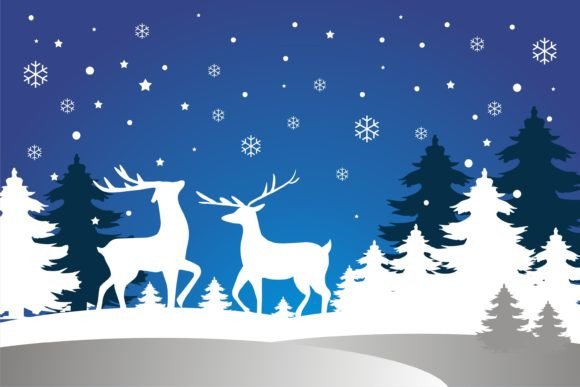 Merry Christmas Background with Deer Illustration