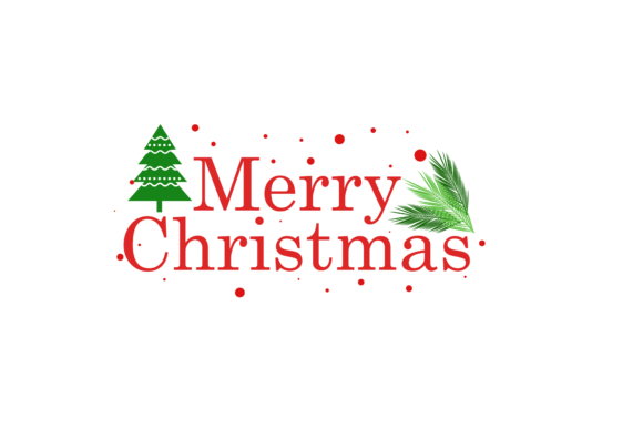Merry Christmas Text with Tree Decor in Illustrations