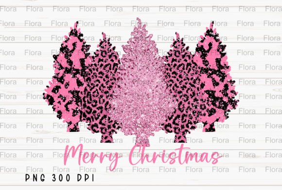 Merry Christmas Tree Pink Glitter PNG for Illustrations