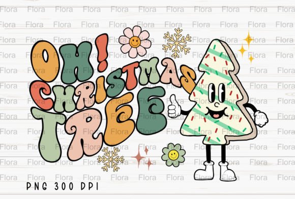 Oh Christmas Tree Retro Groovy PNG for Brand Illustrations