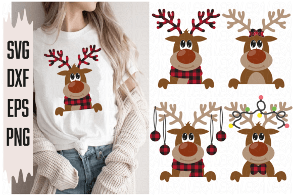 Peeking Reindeer Illustration for Digital Products