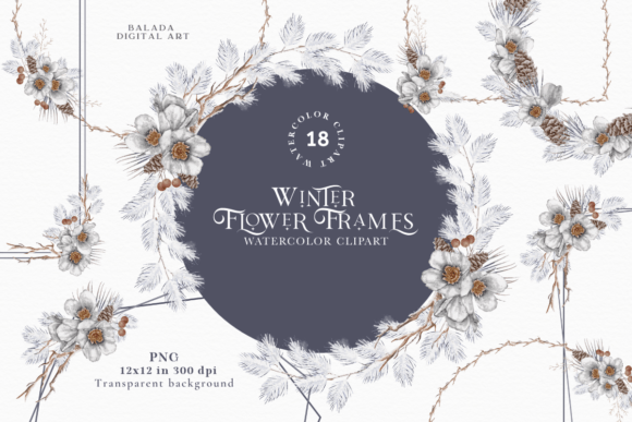 Winter Christmas Floral Frames Clipart Review